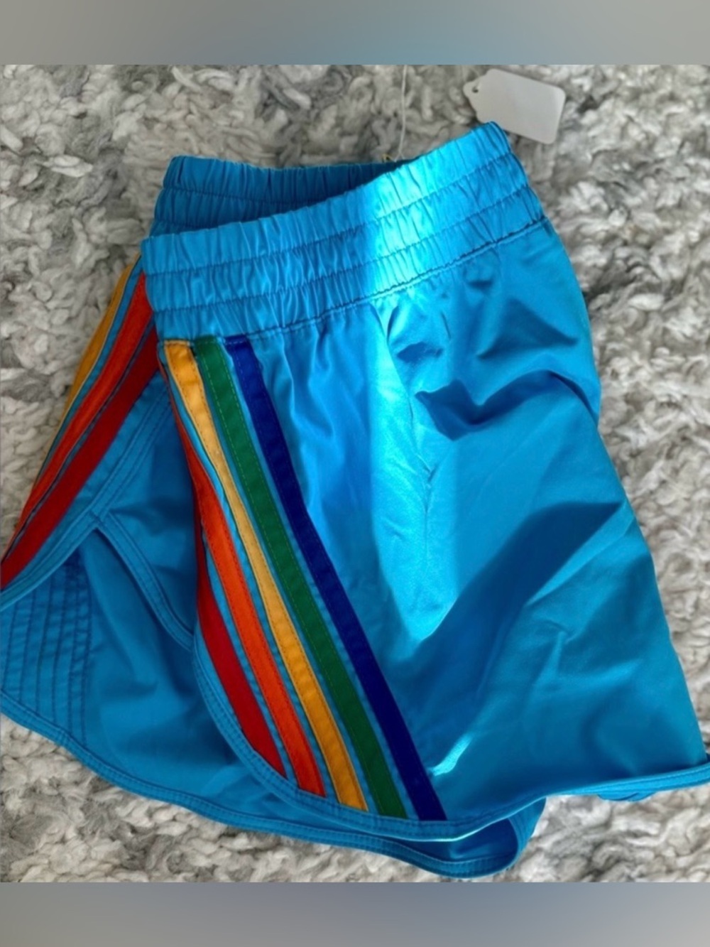 RARE Aviator Nation 5 Stripe Flex Board Shorts Neon Blue M NWT